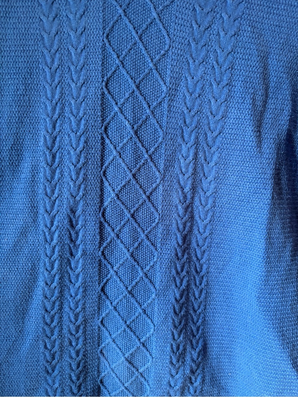 Talbots Bright Blue V-Neck Cable Knit Sweater - Picture 2 of 4